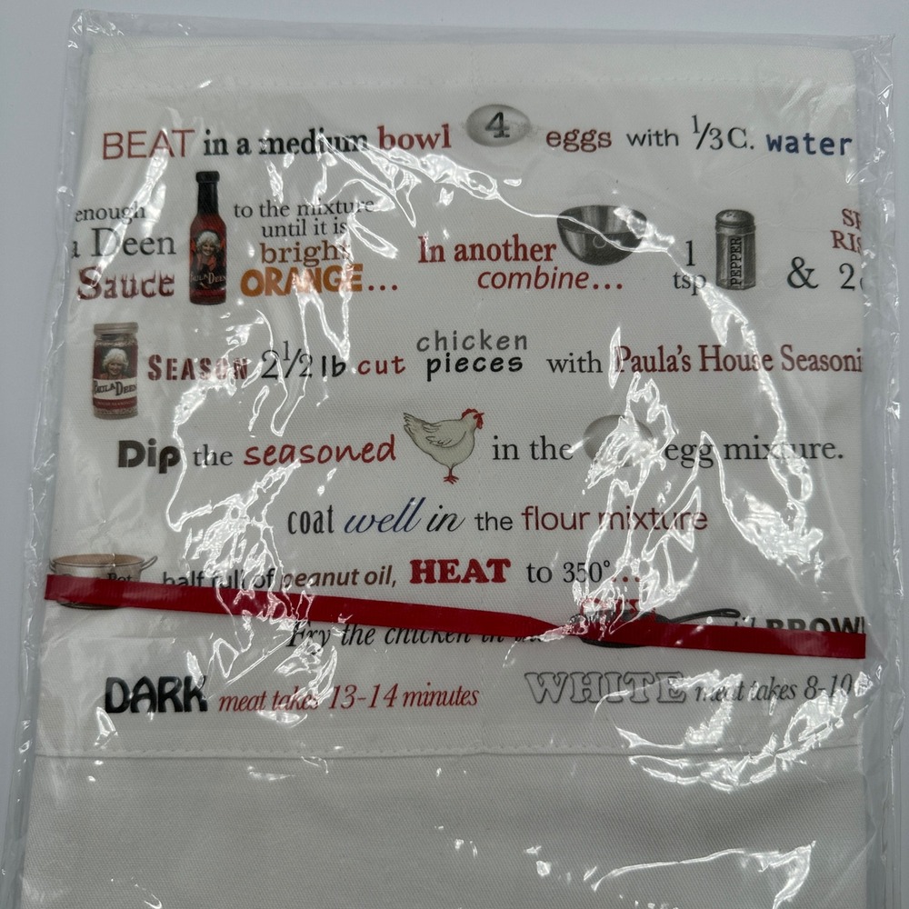 Paula Deen Southern Fried Chicken Recipe Apron Two Pockets NEW - Picture 4 of 5